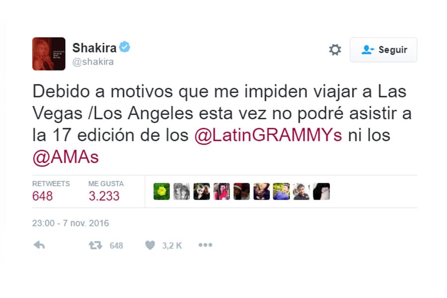 shakira suspende