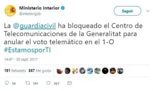 1-O Interior bloquea el centro de comunicaciones