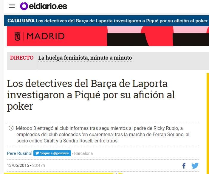 Gerard Piqué investigado por su afición al Póker