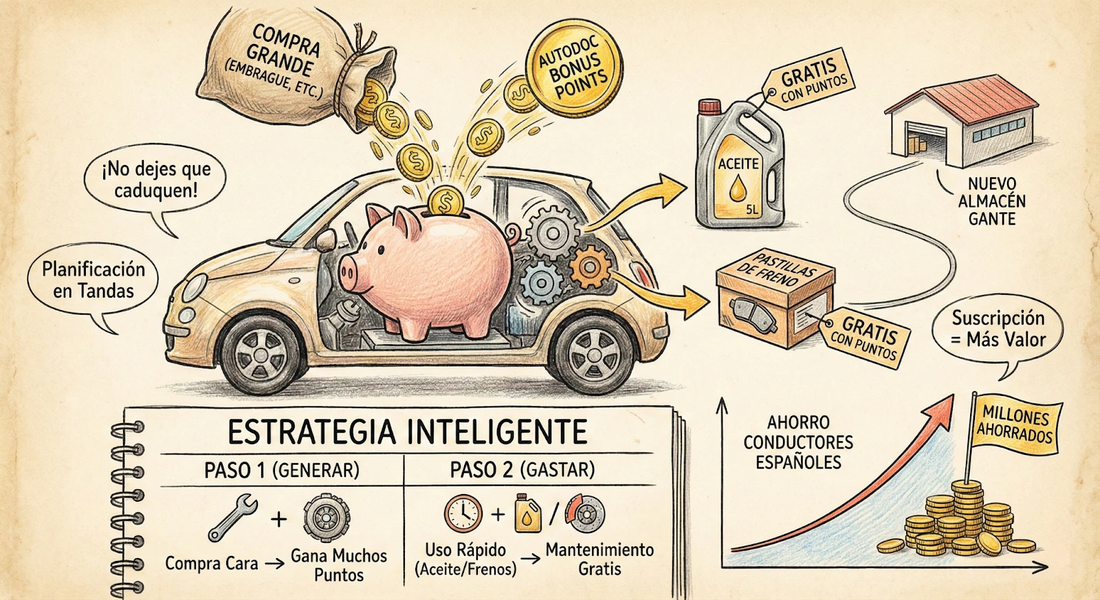 Estadísticas del uso de bonos en aceite y pastillas de freno